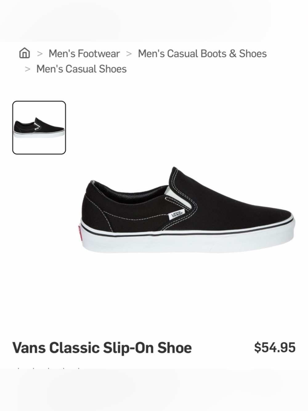 Vans Black & White Slip-On Canvas Shoe